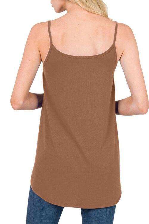Full Size Spaghetti Strap V-Neck Flowy Tunic Cami - Trendsi - Flyclothing LLC
