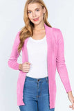 ACTIVE BASIC Ribbed Trim Open Front Cardigan - Trendsi - Flyclothing LLC