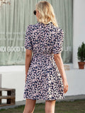 Floral Mock Neck Mini Dress - Trendsi - Flyclothing LLC