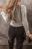 V-Neck Long Sleeve Cropped Cardigan - Trendsi - Flyclothing LLC
