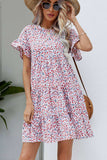 Ditsy Floral Flounce Sleeve Tiered Dress - Trendsi - Flyclothing LLC