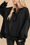 Buttoned Dropped Shoulder Sweatshirt - Trendsi - Flyclothing LLC