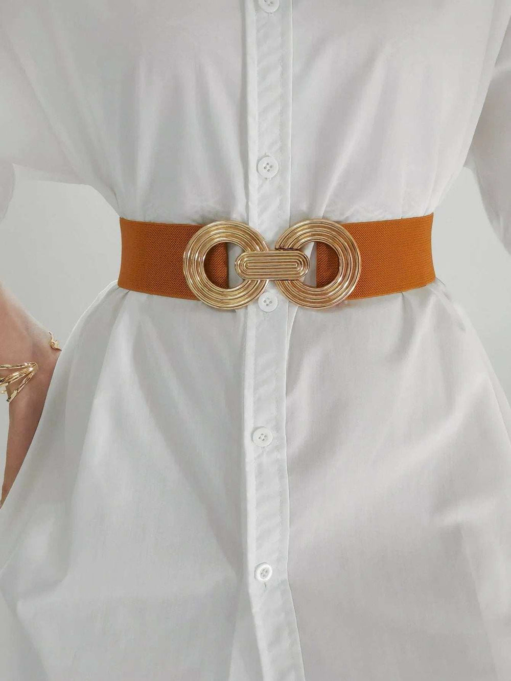Geometric Buckle Elastic Wide Belt - Trendsi - Flyclothing LLC