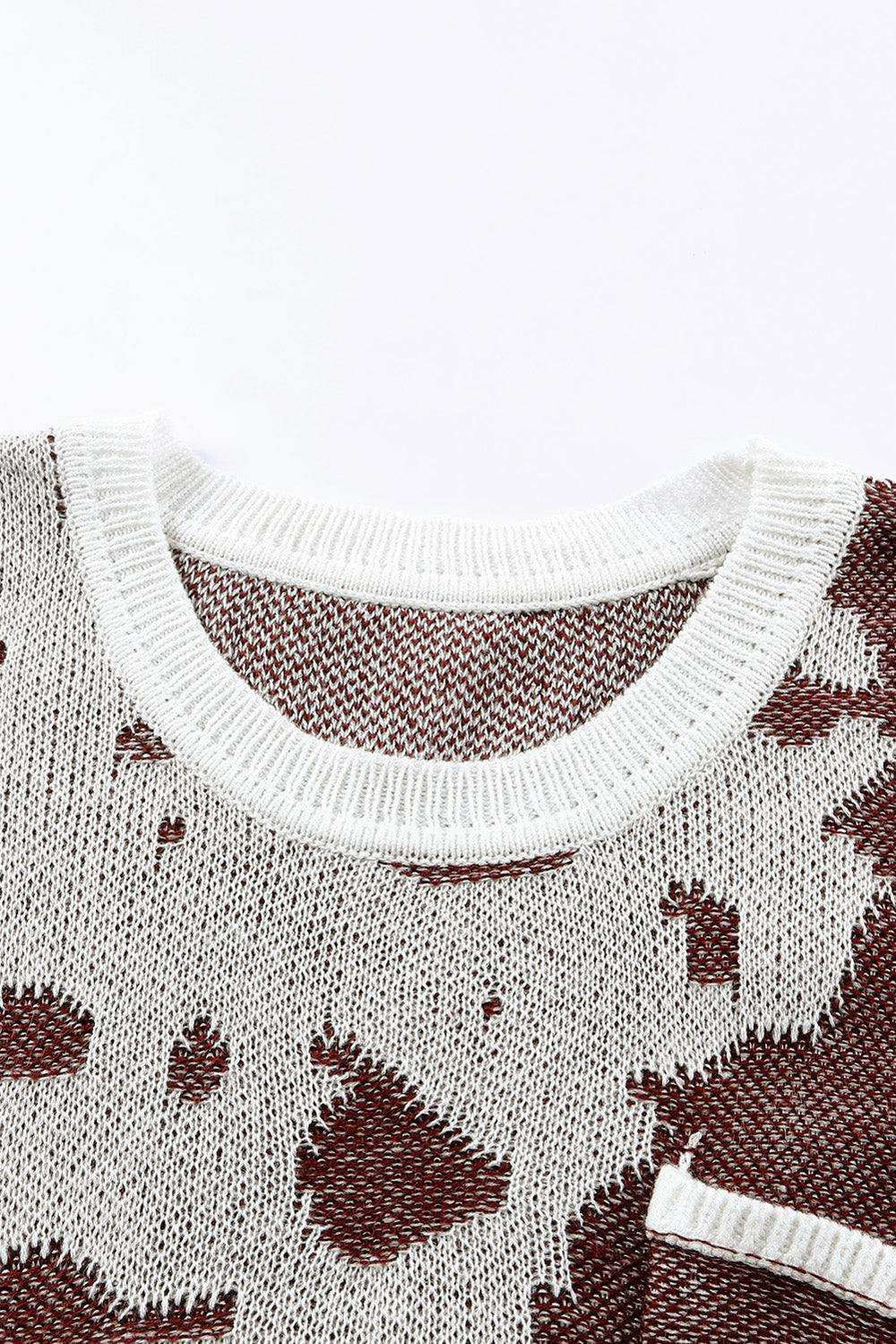 Contrast Round Neck Drop Shoulder Sweater - Trendsi - Flyclothing LLC