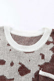 Contrast Round Neck Drop Shoulder Sweater - Trendsi - Flyclothing LLC