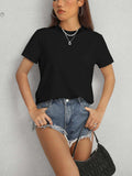Round Neck Short Sleeve T-Shirt - Trendsi - Flyclothing LLC