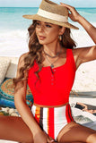 Half Snap Square Neck Tankini Set - Trendsi - Flyclothing LLC