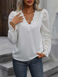 V-Neck Flounce Sleeve Blouse - Trendsi - Flyclothing LLC