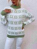 Snowflake Pattern Mock Neck Sweater - Trendsi - Flyclothing LLC