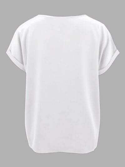 Round Neck Short Sleeve T-Shirt - Trendsi - Flyclothing LLC