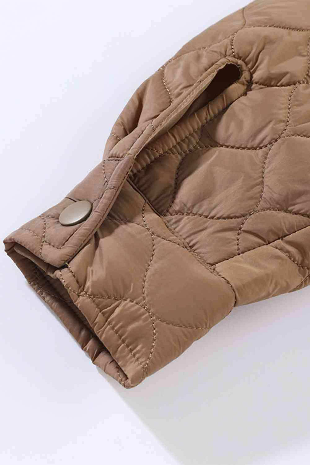 Snap Down Collared Winter Coat - Trendsi - Flyclothing LLC