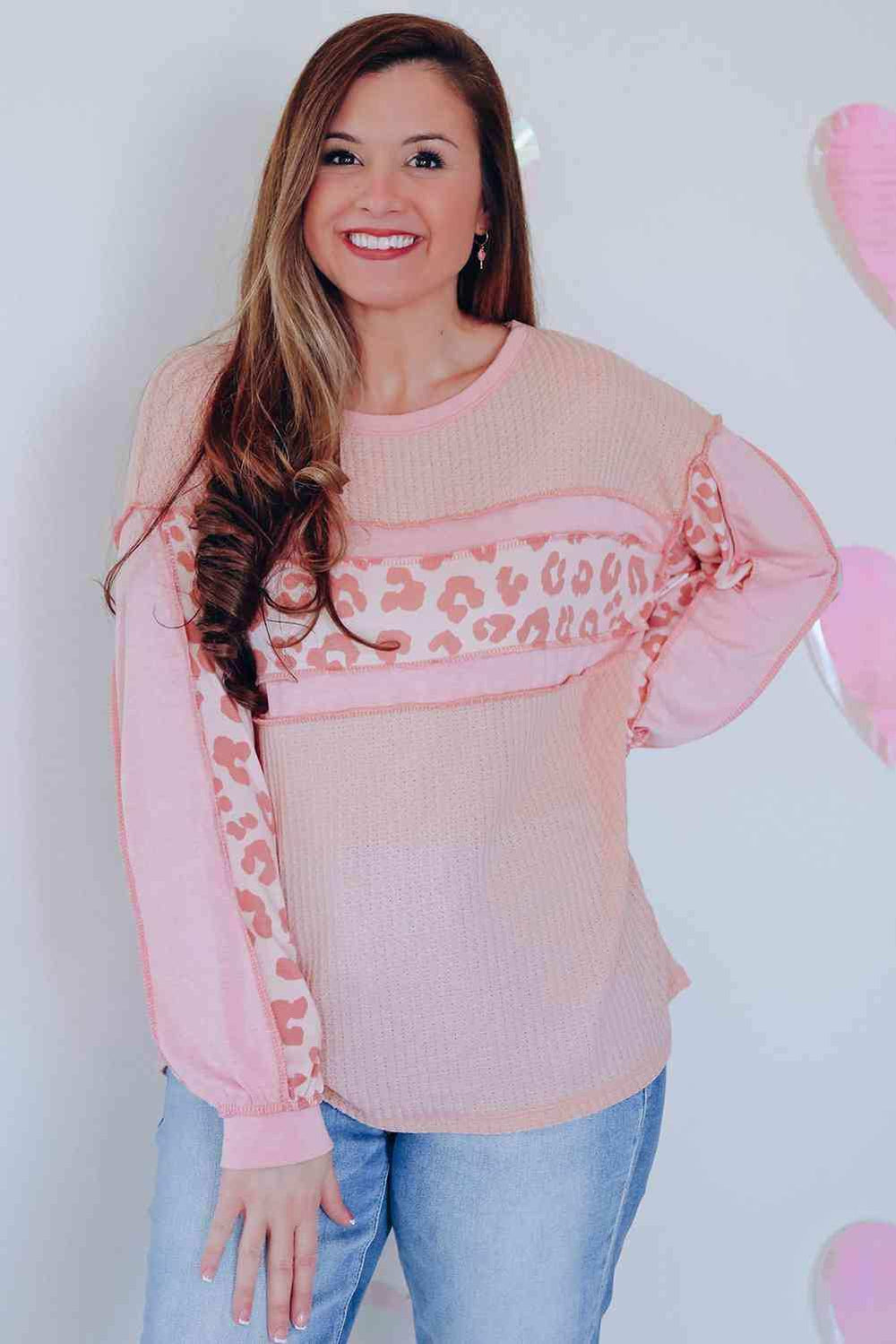Leopard Exposed Seam Blouse - Trendsi - Flyclothing LLC