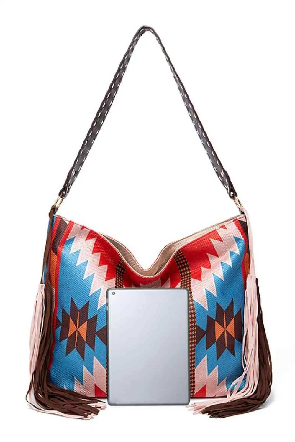 Geometric Canvas Tote Bag - Trendsi - Flyclothing LLC