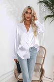 Lapel Collar Button Up Long Sleeve Shirt - Trendsi - Flyclothing LLC