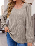Square Neck Long Sleeve Top - Trendsi - Flyclothing LLC