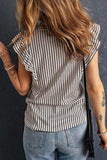 Striped Flutter Sleeve Tank - Trendsi - Flyclothing LLC