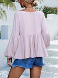 Puff Sleeve Babydoll Blouse - Trendsi - Flyclothing LLC