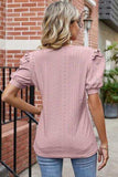 Eyelet Ruffled Round Neck T-Shirt - Trendsi - Flyclothing LLC