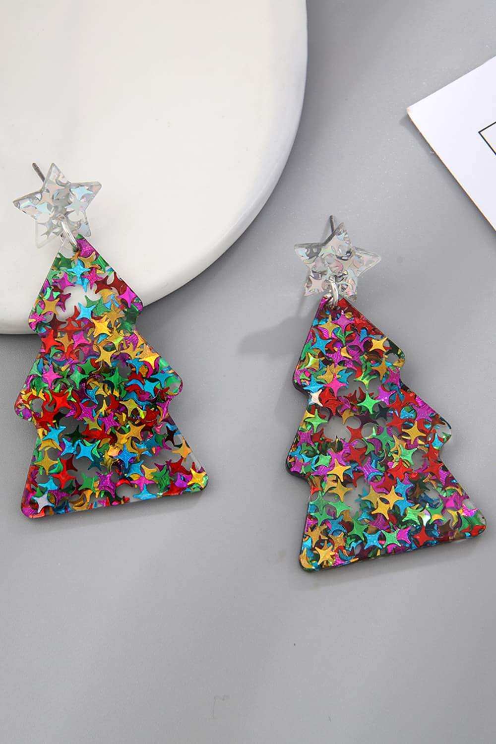 Christmas Tree Acrylic Earrings - Trendsi - Flyclothing LLC