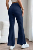 Basic Bae Full Size Ribbed High Waist Flare Pants - Trendsi - Flyclothing LLC