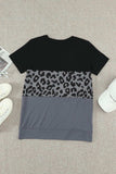 Leopard Print Color Block Short Sleeve T-Shirt - Trendsi - Flyclothing LLC