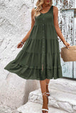 Decorative Button Scoop Neck Tiered Sleeveless Dress - Trendsi - Flyclothing LLC