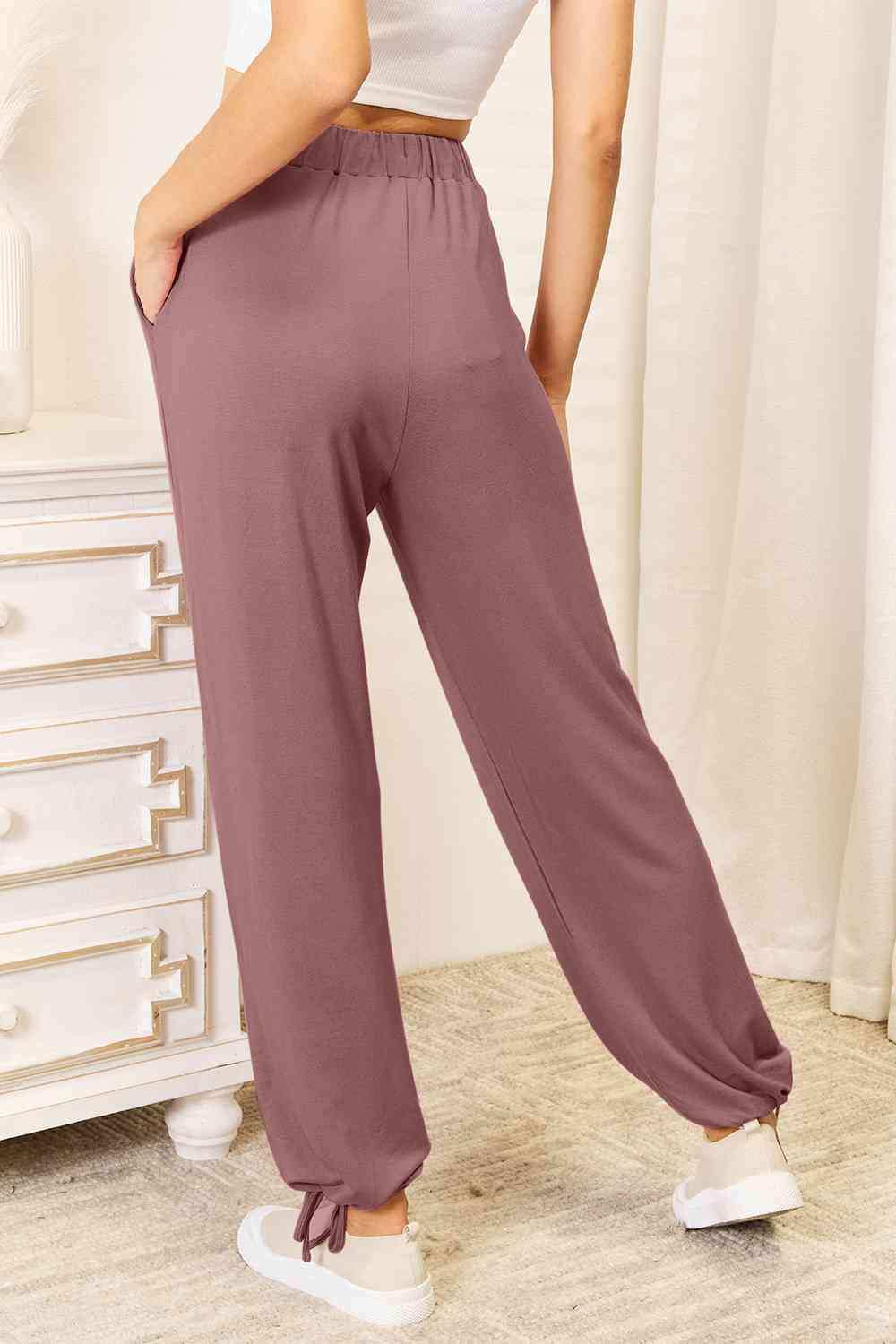 Basic Bae Full Size Soft Rayon Drawstring Waist Pants with Pockets - Trendsi - Flyclothing LLC