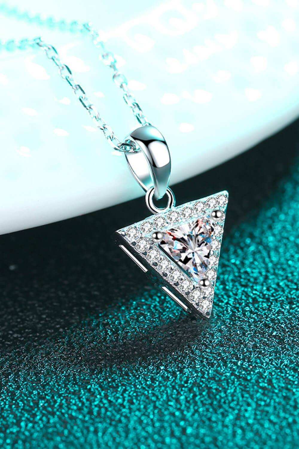 925 Sterling Silver Triangle Moissanite Pendant Necklace - Trendsi - Flyclothing LLC