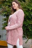 Plus Size Openwork V-Neck Long Sleeve Buttoned Cardigan - Trendsi - Flyclothing LLC