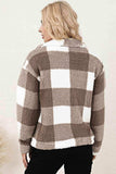 Plaid Collared Neck Drop Shoulder Jacket - Trendsi - Flyclothing LLC