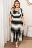 Plus Size V-Neck Side Slit Maxi Dress - Trendsi - Flyclothing LLC