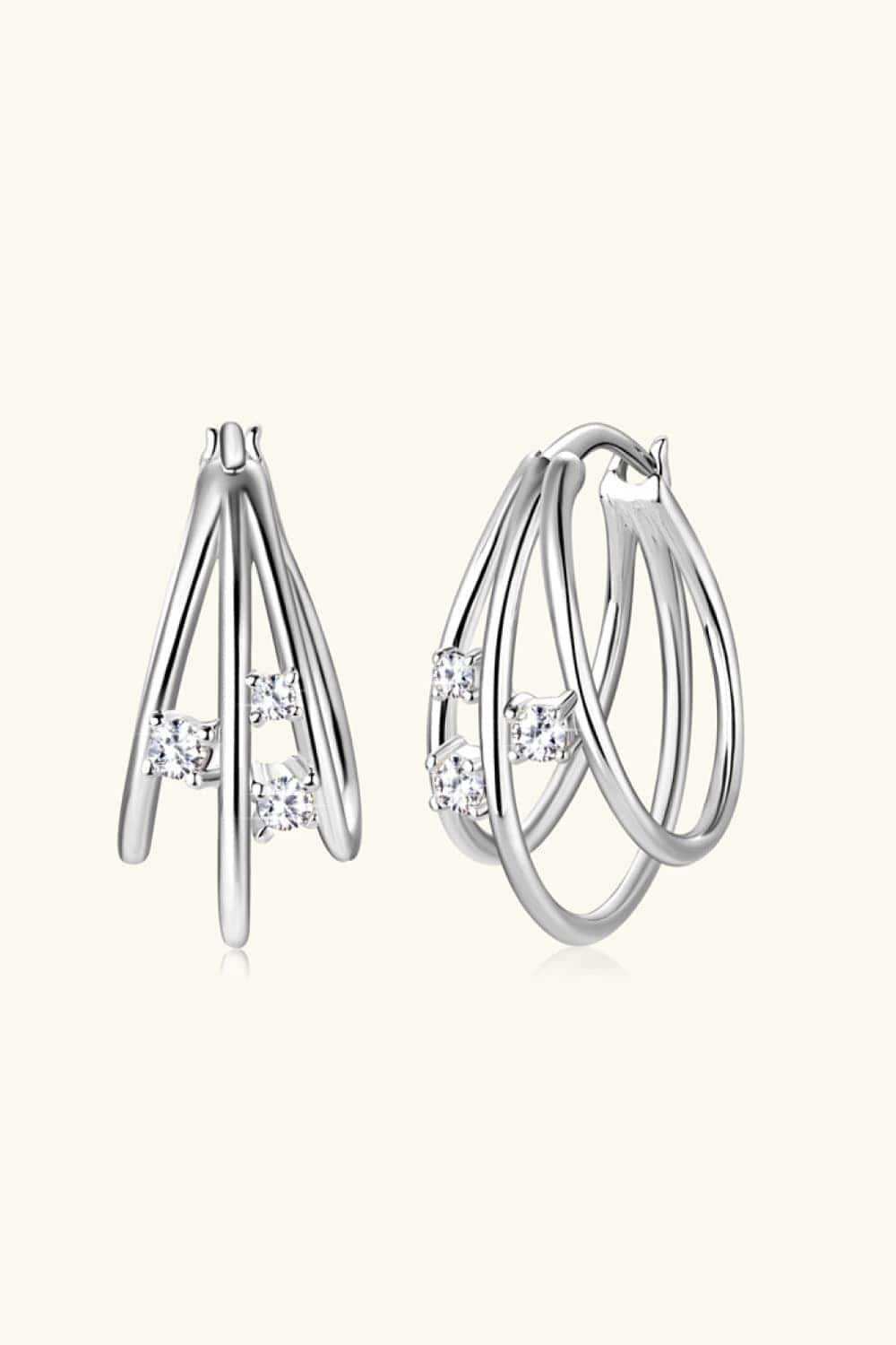 Moissanite 925 Sterling Silver Layered Earrings - Trendsi - Flyclothing LLC