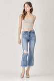 RISEN High Waist Distressed Cropped Bootcut Jeans - Trendsi - Flyclothing LLC
