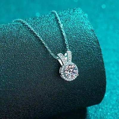 1 Carat Moissanite Rabbit Ears Shape Pendant Necklace - Trendsi - Flyclothing LLC