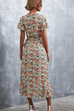 Floral Surplice Neck Tied Midi Dress - Trendsi - Flyclothing LLC
