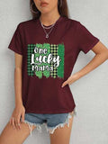 ONE LUCKY MAMA Round Neck T-Shirt - Trendsi - Flyclothing LLC