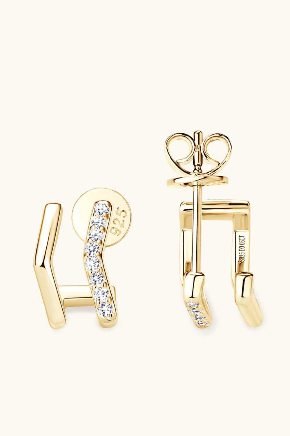 Moissanite 925 Sterling Silver Double-Layered Earrings - Trendsi - Flyclothing LLC