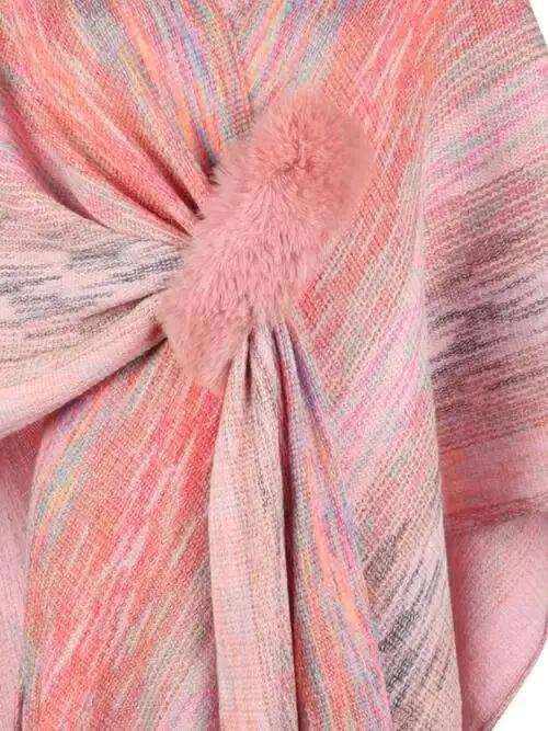 Heathered Fringe Hem Poncho - Trendsi - Flyclothing LLC