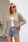 Openwork Button Front V-Neck Cardigan - Trendsi - Flyclothing LLC