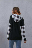 Plaid Drawstring Dropped Shoulder Hoodie - Trendsi - Flyclothing LLC