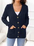 Button Down Cable-Knit Cardigan - Trendsi - Flyclothing LLC