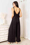 Double Take Full Size Soft Rayon Spaghetti Strap Tied Wide Leg Jumpsuit - Trendsi - Flyclothing LLC