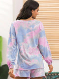 Tie-Dye Long Sleeve Top and Shorts Lounge Set - Trendsi - Flyclothing LLC