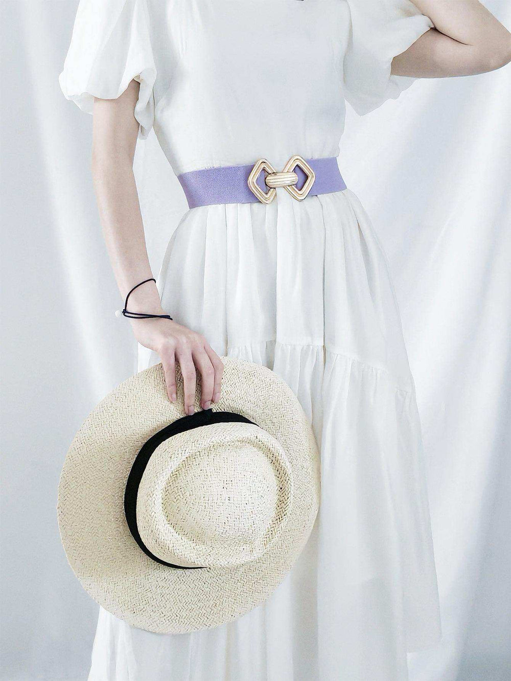 Geometric Buckle Elastic Wide Belt - Trendsi - Flyclothing LLC