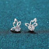 1 Carat Moissanite Butterfly Shape Earrings - Trendsi - Flyclothing LLC
