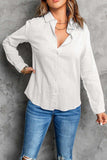 Textured Button Front Curved Hem Shirt - Trendsi - Flyclothing LLC