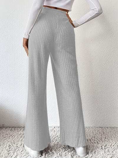 Ribbed High Waist Pants - Trendsi - Flyclothing LLC