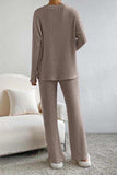 Ribbed V-Neck Top and Pants Set - Trendsi - Flyclothing LLC