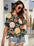 Floral Ruffled Flounce Sleeve Blouse - Trendsi - Flyclothing LLC