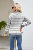 Geometric Turtleneck Long Sleeve Sweater - Trendsi - Flyclothing LLC